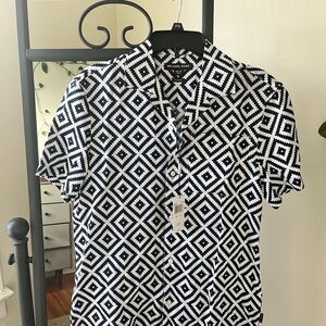Michael Kors Black and White Diamond Pattern Shirt (NWT)